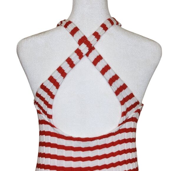 Zara Striped Ribbed Midi Tank Column Dress Red White Women's Size Medium - Picture 7 of 10
